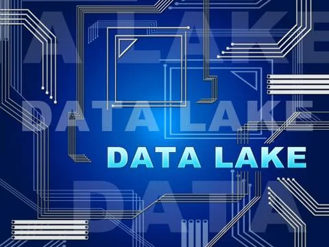 Data Lake Digital Datacenter Cloud 2d Illustration Stock Illustration