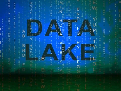 Data Lake Digital Datacenter Cloud 2d Illustration Stock Illustration