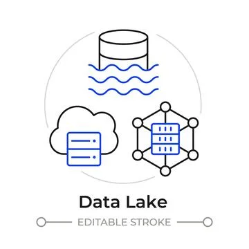 Data lake duotone line art concept icon Stock Illustration