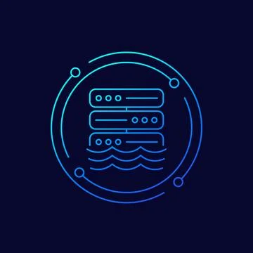 Data lake icon, linear design Stockillustratie