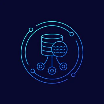 Data lake icon in linear design Stock Illustration