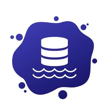 Data lake icon, repository of unprocessed data vector Stock Illustration