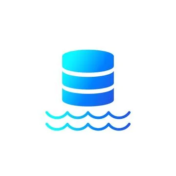 Data lake icon, repository of unprocessed data Stock Illustration