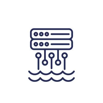 Data lake icon, storing raw data line vector Stock Illustration