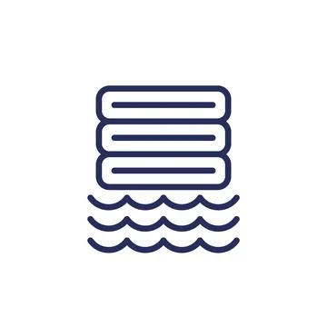 Data lake line icon, storing raw data vector Stock Illustration
