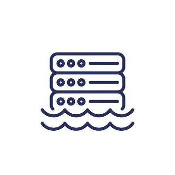 Data lake line icon, vector Stock Illustration