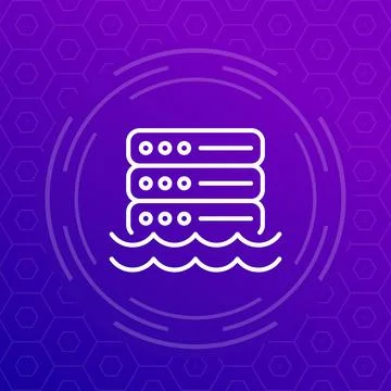 Data lake line icon for web Stock Illustration