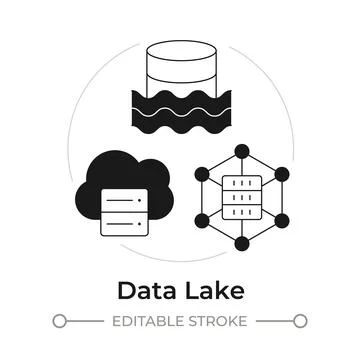 Data lake modern flat line concept icon Stock Illustration