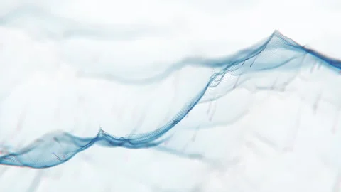 Data lake or ocean background. Looped. Dot terrain blue waves on white Stock Footage 239681327