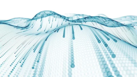 Data lake or ocean light background. Looped. Dot terrain blue waves. Light Stock Footage 252842009