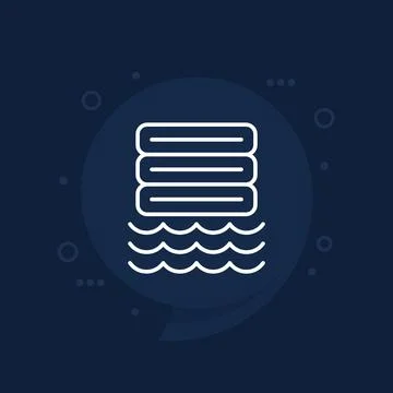 Data lake, storing raw data line icon Stock Illustration
