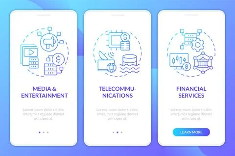 Data lake use cases blue gradient mobile app screen 스톡 일러스트