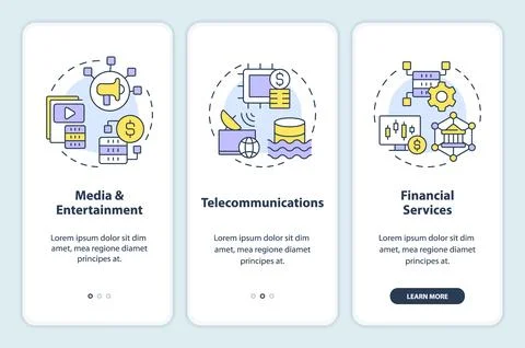 Data lake use cases onboarding mobile app screen Stock Illustration