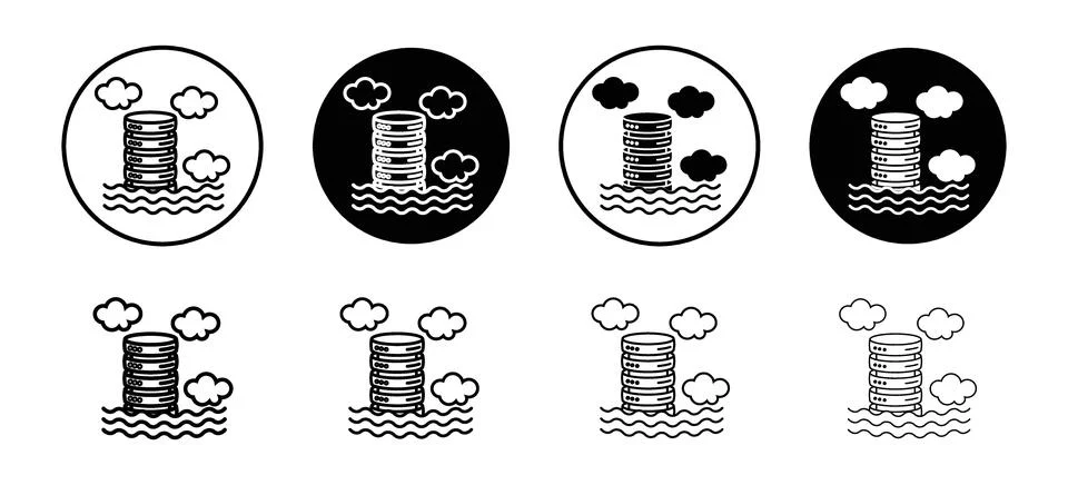 Data lake vector icon set collection. Data lake Outline flat Icon. Stock Illustration