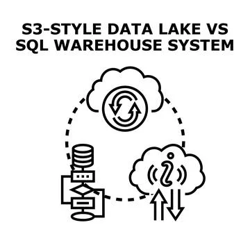 Data lake versus sql data warehouse system concept Stock Illustration