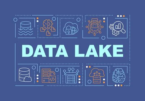 Data lake word concepts dark blue banner Illustrazione stock