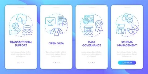 Data lakehouse blue gradient mobile app screen Stock Illustration