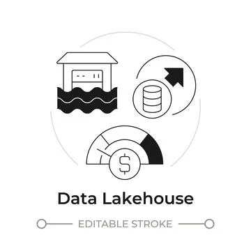 Data lakehouse modern flat line concept icon Stock Illustration