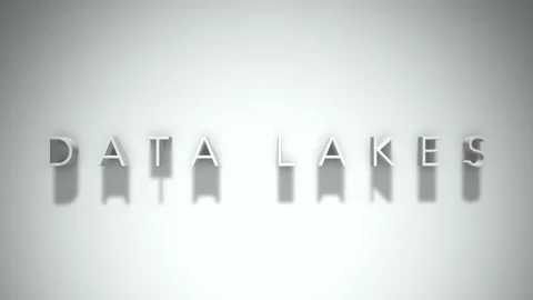 Data Lakes 3D title animation with shadows on a white background Stock Footage 296617774