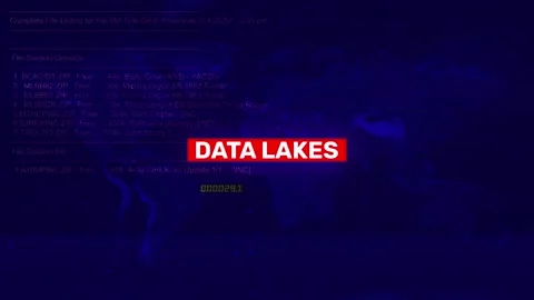Data Lakes Error Warning Text on hacking background screen Stock Footage 317043892