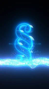 Data Law Concept - 3D illustration. Glowing paragraph between the waves of... Stock Photos