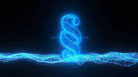 Data Law Concept - 3D illustration. Glowing paragraph between the waves of... Stock Photos