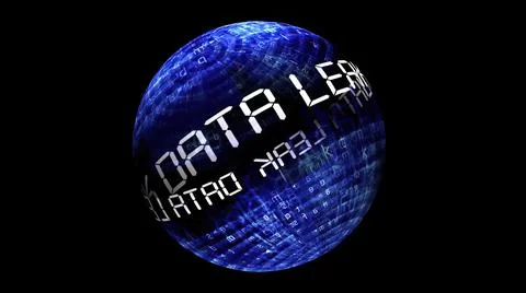 Data leak concept on rotating sphere Stock Illustration