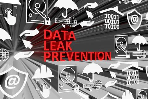 DATA LEAK PREVENTION concept blurred background 3d render illustration Stock Illustration