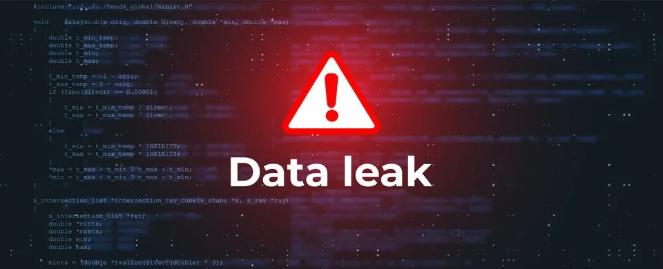 Data Leak Warning Vector Background with Red Cybersecurity Alert, Coding In.. Stock Illustration