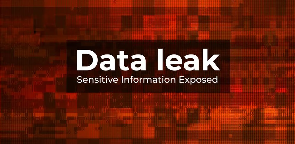 Data Leak Warning Vector Background with Red Cybersecurity Alert, Coding Inte Stock Illustration