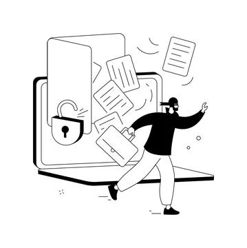 Data leakage abstract concept vector illustration. Illustrazione stock