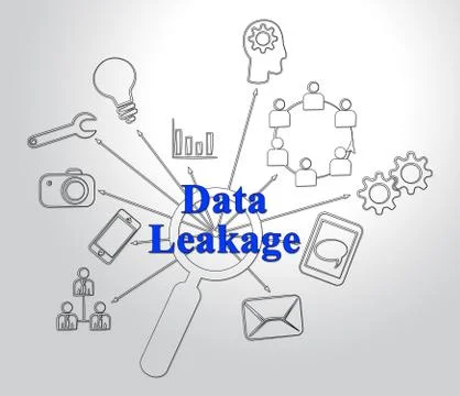Data Leakage Information Flow Loss 2d Illustration Stock Illustration