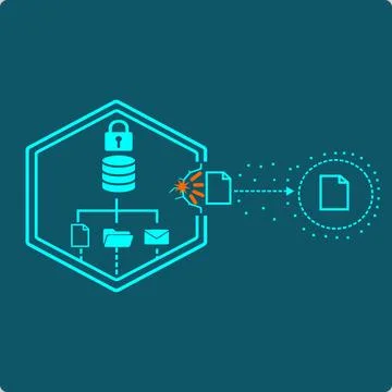 Data Leak.data breaches a secured boundary through an unauthorized channel 库存插图