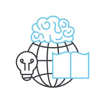 Data learning line icon, outline symbol, vector illustration, concept sign Stock Illustration