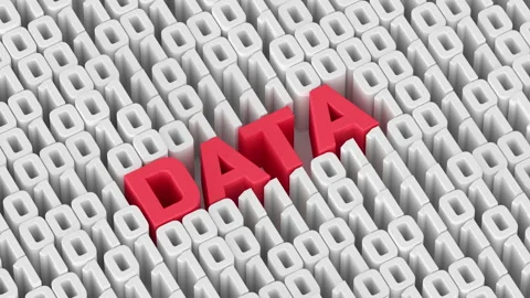 Data lettering and binary code 3D render animation Video stock 213152751