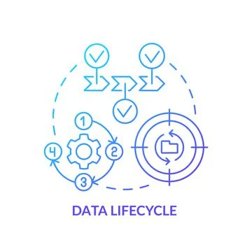 Data lifecycle blue gradient concept icon Stock Illustration