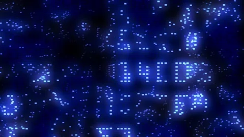 Data lights and scrambled data blue background Stock Footage 222992818