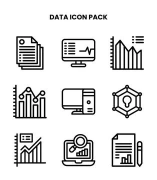 Data Line Bundle Icons Pack Stock Illustration