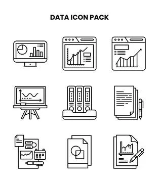 Data Line Collection Icons Pack Stock Illustration
