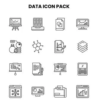 Data Line Collection Icons Pack Stock Illustration