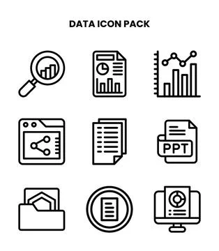 Data Line Design Icons Pack Illustrazione stock