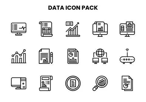 Data Line Graphics Icons Pack Stockillustratie