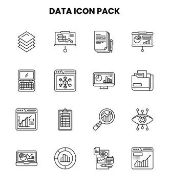 Data Line Graphics Icons Pack Stock Illustration