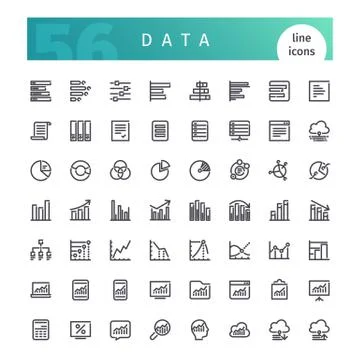Data Line Icons Set Stock Illustration