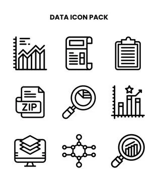 Data Line Set Icons Pack Stock Illustration
