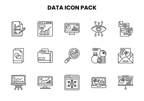 Data Line Set Icons Pack Illustrazione stock