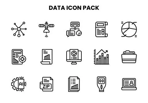 Data Line Set Icons Pack Stock Illustration