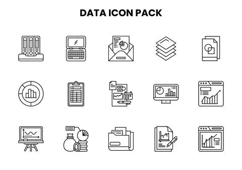 Data Line Set Icons Pack Stock Illustration
