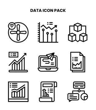 Data Line Vector Icons Pack Stock Illustration