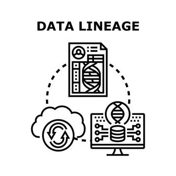 Data lineage concept illustrating information flow tracking Illustrazione stock